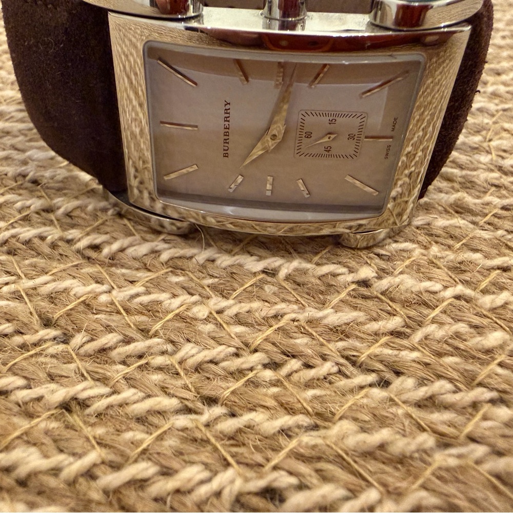 Burberry Rectangular Swiss Made Watch Brown Leather Strap BU1103 - Picture 4 of 7